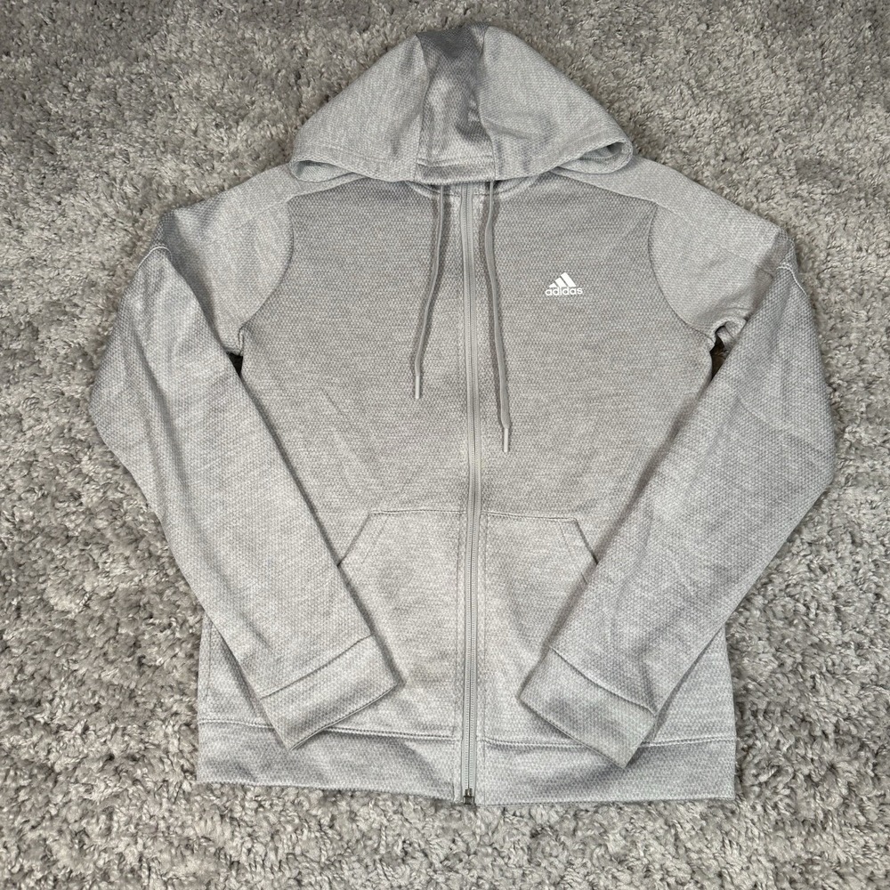 Adidas Women's Size XS CLIMAWARM Gray Zip Up Hooded Jacket, Hoodie, Sweatshirt